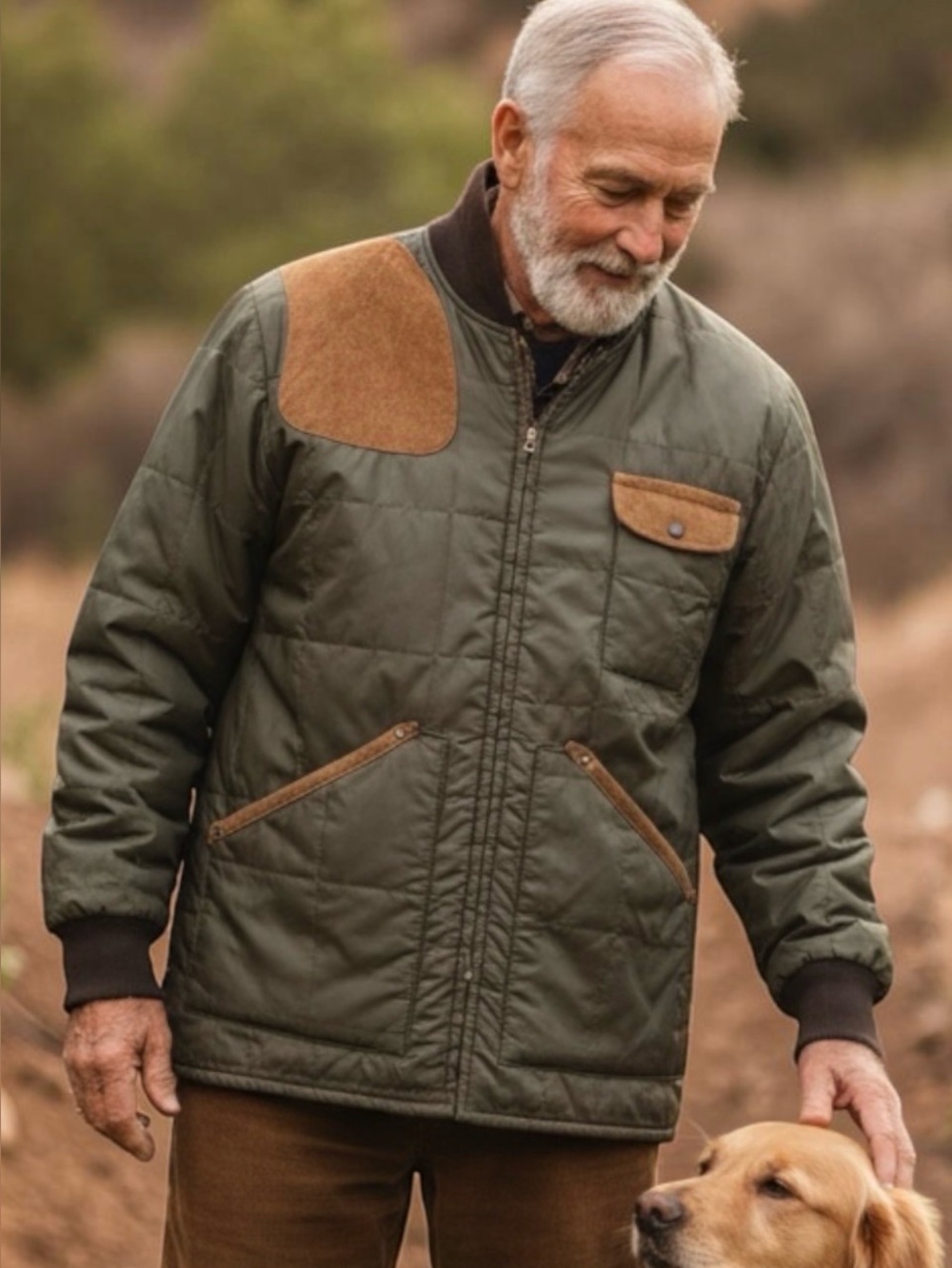 Vintage Bob Allen Gun Club Sportswear Quilted Jacket with Brown Suede Accent